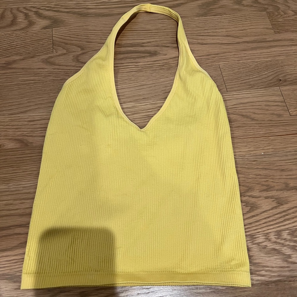 Urban Outfitters - ONLY WORN ONCE yellow halter crop top